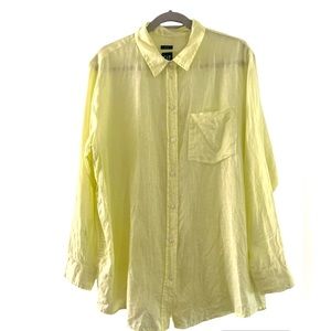 EUC Women’s Gap Lime Green Linen Button Up Shirt Size XL